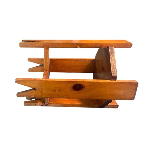 Handmade Vtg Wooden Plant Stand Hexagonal Two-Tier MCM Decor - Picture 5 of 5